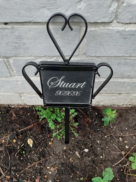 A Personal NAME 4" Slate Memorial Plaque Stake - Grave Marker or Outdoor Garden