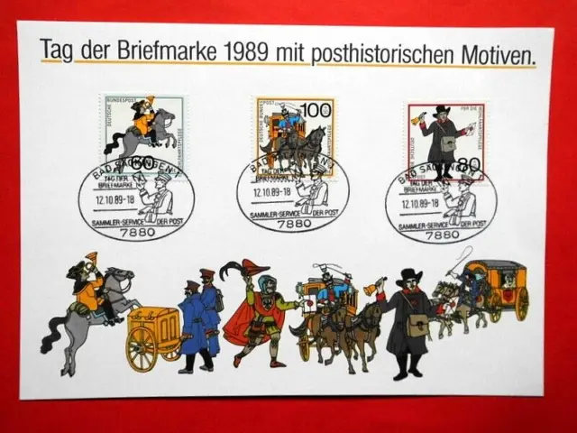 Beleg Ersttagsblatt BRD 1989 Tag der Briefmarke Mi. Nr. 1437 - 1439 FDC-Stempel