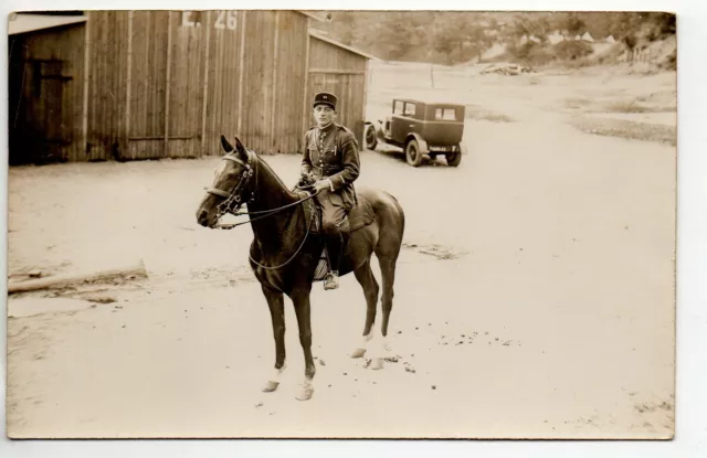 Thème VIE MILITAIRE - BITCHE Moselle CPA 57 CARTE PHOTO Voiture cheval 1928