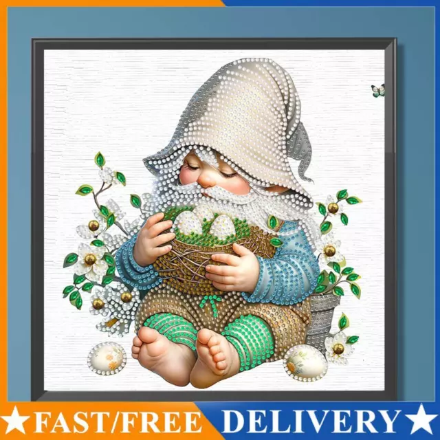 5D DIY Partial Special Shaped Drill Diamond Painting Easter Garden Gnome 30x30cm