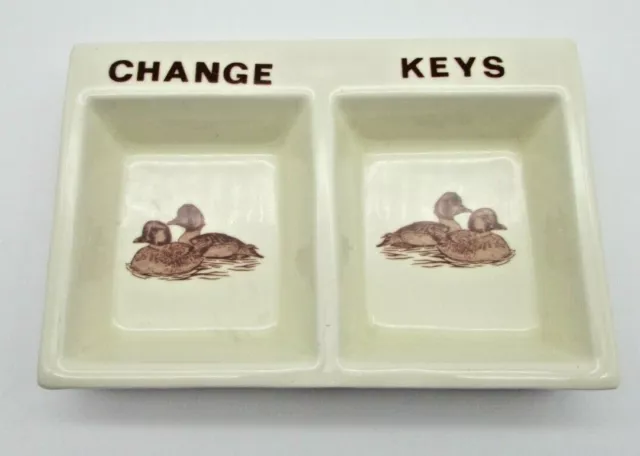 Vintage Change Key Tray Dish Ducks 1986 W.A. Taiwan Ceramic PreOwned