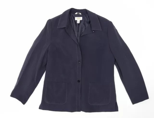 Talbots Womens Blue Jacket Blazer Size 10 Button