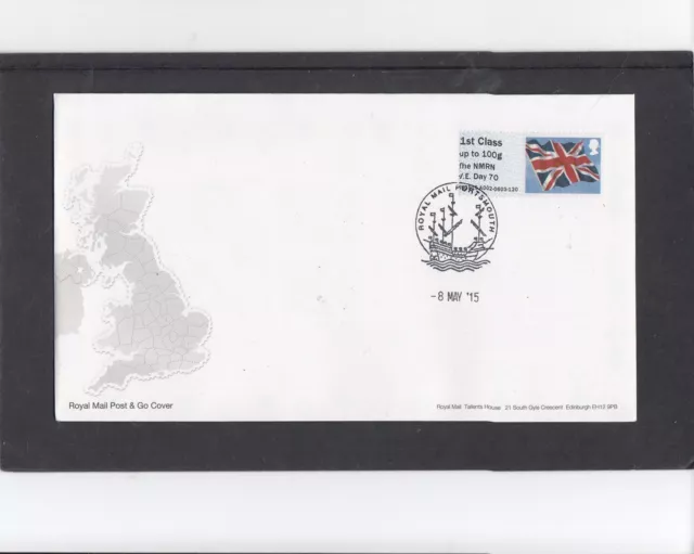 GB 2015 Post & Go Frama ATM Union Flag NMRN VE Day 70 single 1st FDC Portsmouth