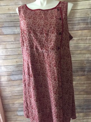 Liza Luxe 3X Red Leaf Print Sleeveless Dress New with tags