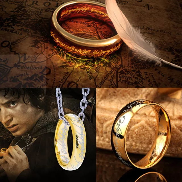 Lord of the Rings The One Ring Power Gold Plated 6mm Unisex LOTR Stainless Steel