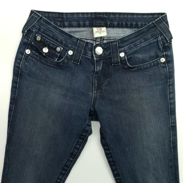 True Religion Damenjeans W26 L30 dünn schmal STRETCH Vintage dunkelblau echt 2