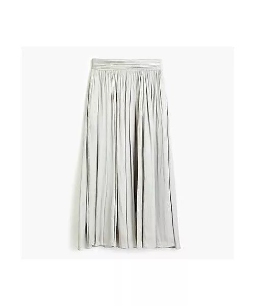 J. CREW POINT SUR Size 16 Crinkled MAXI Skirt Gray Satin Flowy