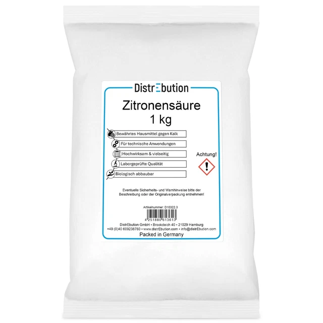 Zitronensäure 2 Kg Lebensmittelqualität E330 - Zum Entkalken, Reinigen & Kochen