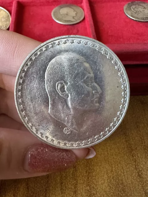 Coin Egypt 1 Pound 1970 Nasser 25 Gr Silver 720 Nn