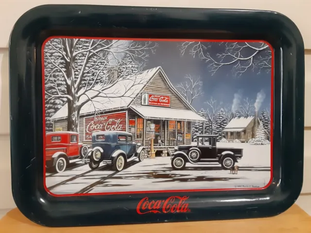 1995 Coca-Cola "The Gathering Place” Metal Serving Tray 13" x 17" x 1"