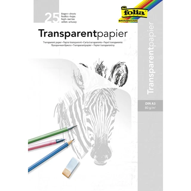 Transparentpapier-Block, DIN A3, 80 g/ qm, 25 Blatt folia 8050/25 (4001868080506