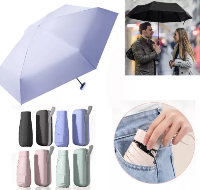 6 Folding Anti-UV Sun/Rain Mini Windproof Ultra Light Pocket Umbrella With Box