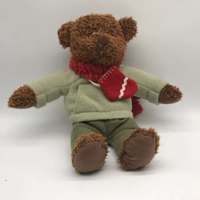 Hallmark Christmas Decor Plush Teddy Bear with Mittens Animal Toy Brown Green 2