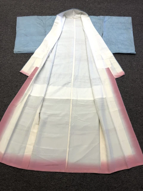 Light Blue pink Lovely lining Vintage Silk ? Japanese Kimono