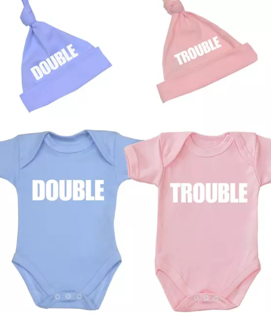 BabyPrem Baby Clothes TWINS Bodysuits & Hats Baby Shower Gifts Tiny Baby - 12m