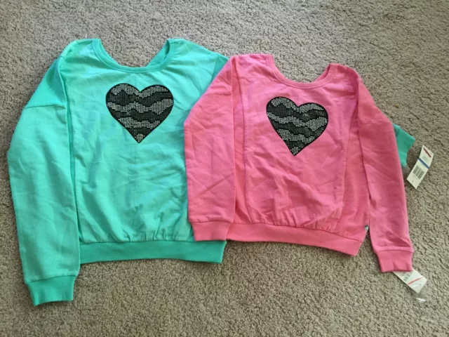 New Guess Girls Embellished Heart Sweatshirt. Size M(10/12), XL(16)