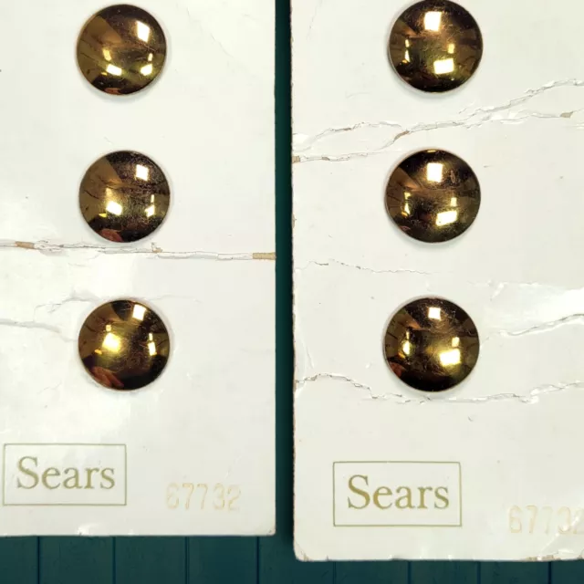 Sears Brass Uniform Buttons on Card Set of 2 Size 24 V 144 Metal Shank 34 Ligne