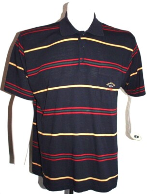 Nuovo con etichette $155 AQUASCUTUM Moderno-Fit Bianco e Blu Scuro Cotone Polo Shirt M 