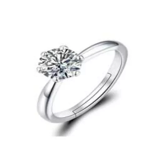 adjustable silver engagement ring with diamond stone