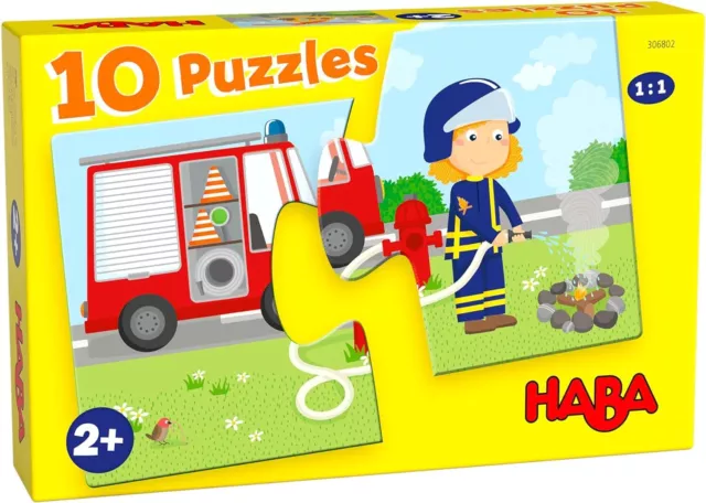 HABA 10 Puzzle SET Einsatzfahrzeuge Motive aus je 2 großen Puzzle-Teilen ab 2 Ja