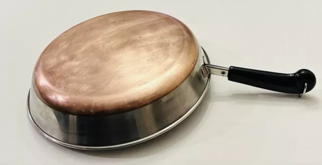 REVERE WARE (1801 Made In Clinton USA Copper Clad Bottom 12 Inch Skillet-No Lid