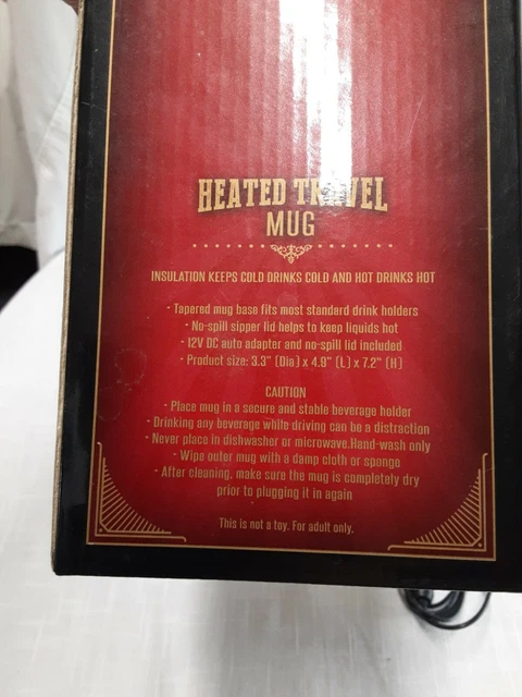 New Heated Insulated Portable 15 oz Travel Mug 12V Auto Adapter Stainless Steel 3