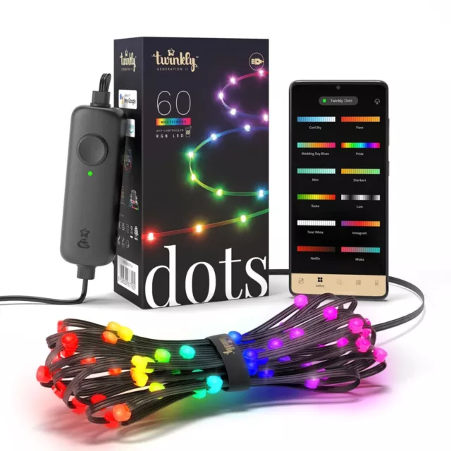 Twinkly DOTS Gen 2 App Controlled 60 LED Smart Christmas 3m String Fairy Lights