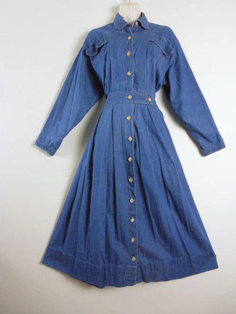 white christmas dresses 1980s Acid Wash Denim Dress Button Down Front / 80s Blue Jeans Dress D –  RareJule Vintage main image 0