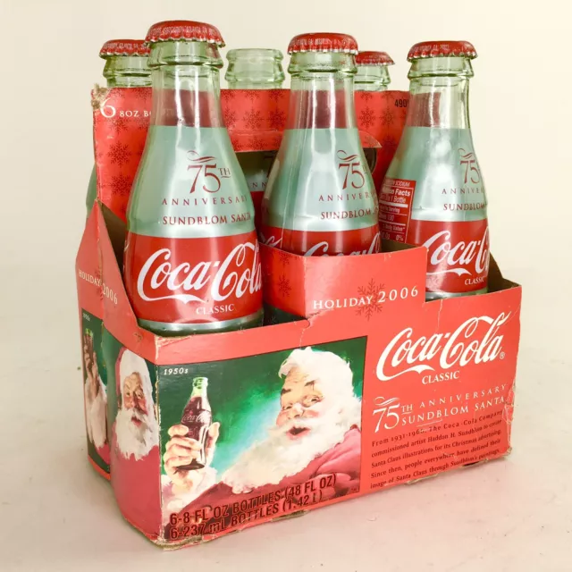 VINTAGE COCA COLA 75th Anniversary Santa Six Pack Christmas 2006 8oz