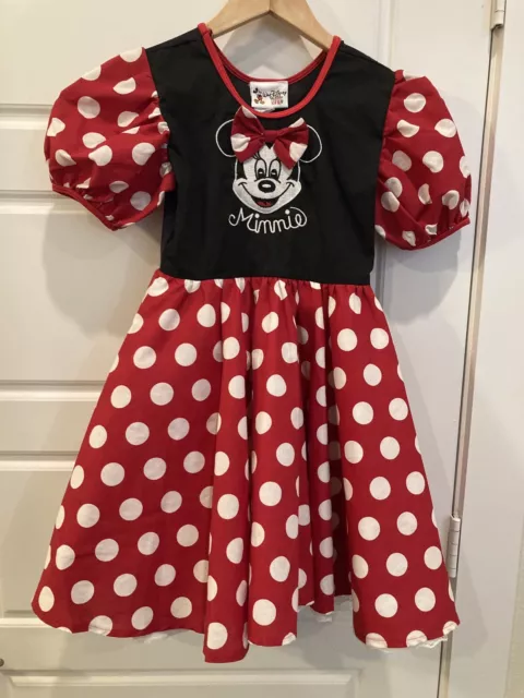 Classic Vintage Disney Store Minnie Mouse Costume Dress Red Girl’s Size M 7-8