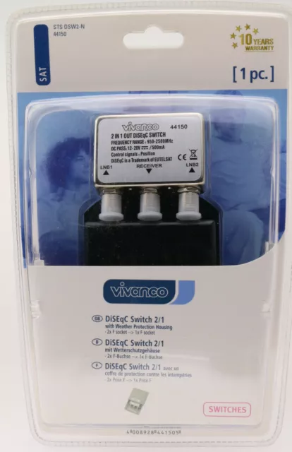 Vivanco SAT - DiSEqC Switch 2/1 STS DSW2-N 2fach SAT Schalter wetterfest 586