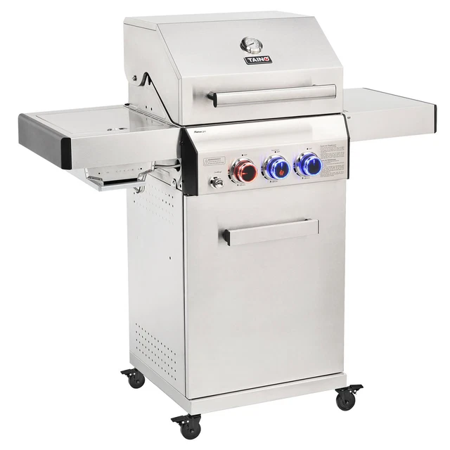 TAINO PLATINUM 2+1 Gasgrill Edelstahl BBQ Sear Zone Griller Keramik-Brenner