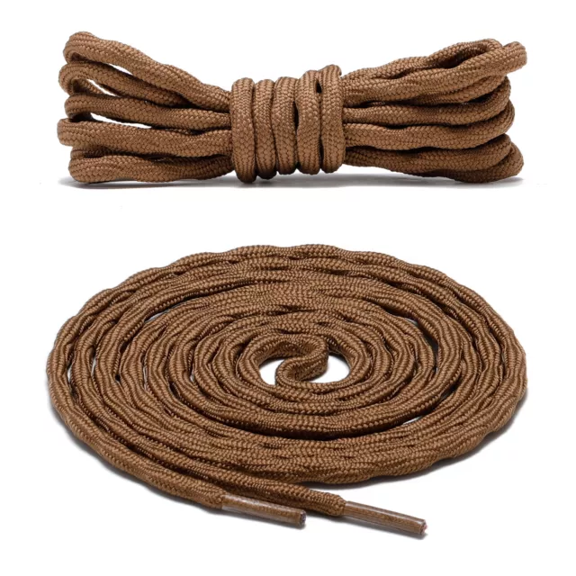 2 Pair Wave Brown Hiking Work Boot Shoe Laces for 5 6 7 8 9 10 eyelets Stay Tied