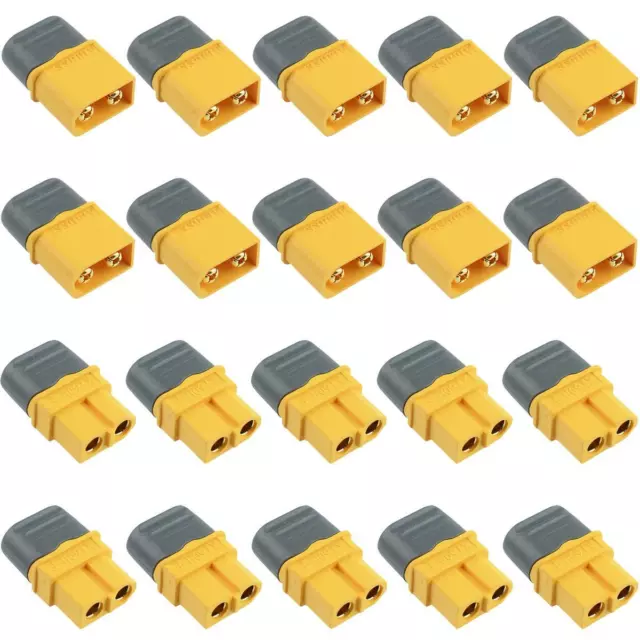 10 Pairs Male + Female XT60 Gold Plated Connector with Cap 30A Amass