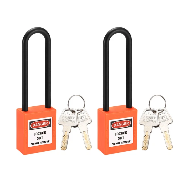 LOCKOUT TAGOUT LOCKS 3 Inch Shackle Key Different Safety Padlock Orange ...