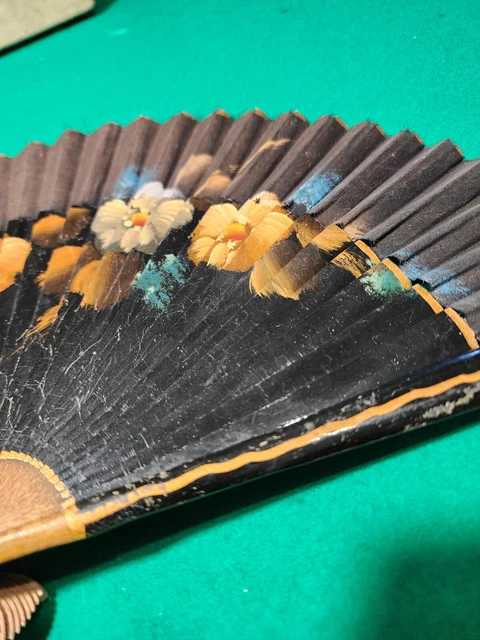 Éventail Ancien Grand Modèle - Scène Galante Peinte Sur Soie, Décor Peint, Vintage