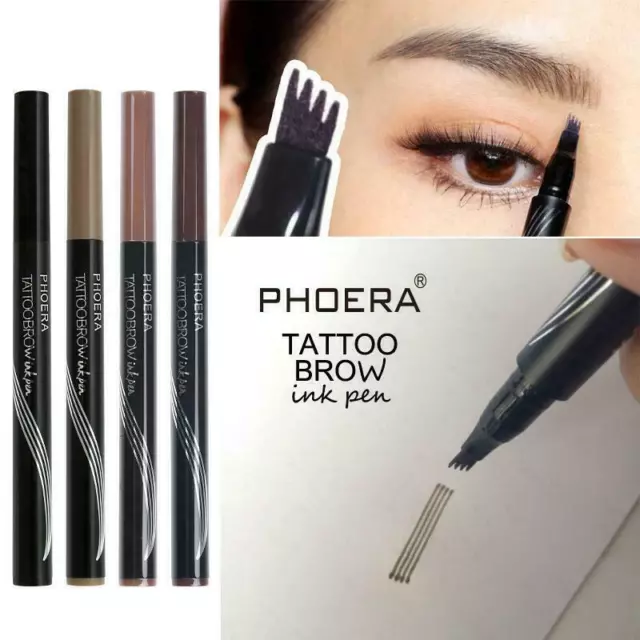 PHOERA Microblading Tattoo Eyebrow liquid Ink Pen waterproof 4 fork pencil brow