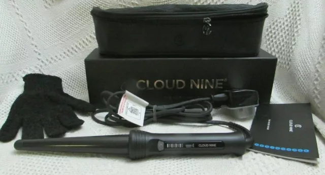 Cloud Nine The Micro Wand Ceramic Curling Tongs Zip Case Boxed Used Once Only