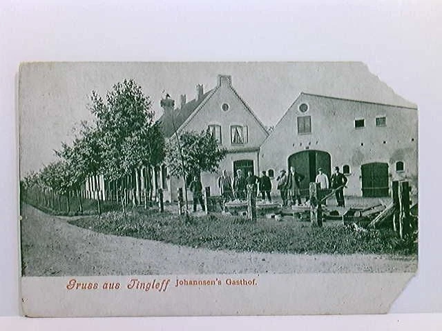 AK Gruss aus Tingleff, Johannsen's Gasthof; Passanten; Dänemark; ungelaufen, ca.