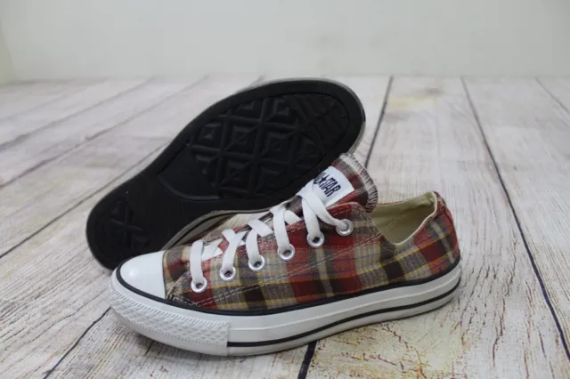 Converse Chuck Taylor All-Star CTAS Low Plaid Flannel Red Brown Shoes Women's 7