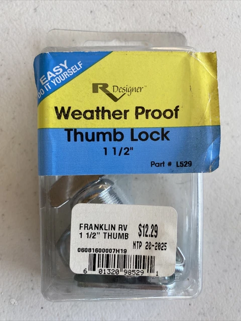 RV Designer RV Camper Weather Proof Compartment Thumb Lock 1 1/2" L529