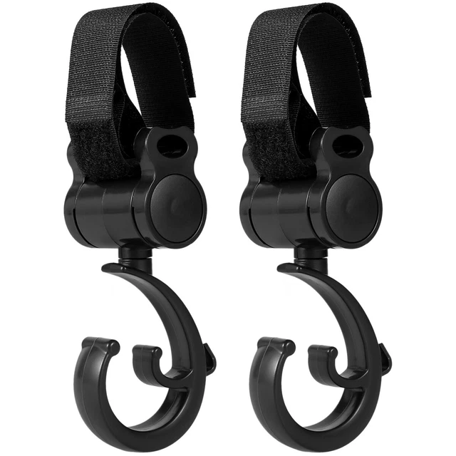 2Pcs Baby Stroller Hook Plastic 360 Degree Rotating Stroller Hanger Heavy ✑