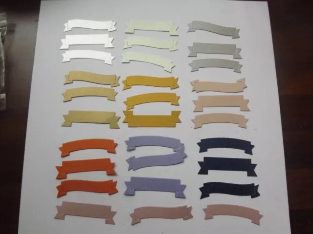 10 Die cuts Sets of Pearlescent Banners  cut in Assorted colours A888-890-889