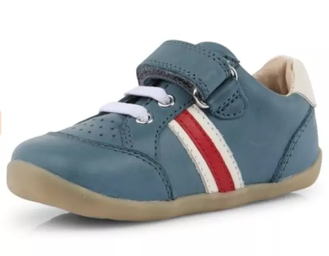 Bobux Infant Kids UK 3 EU 19 Red White Blue Trackside Touch Close Shoes Trainers