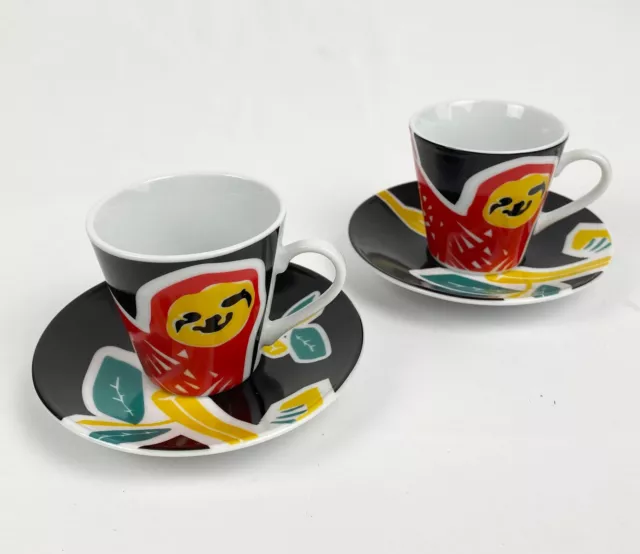 2x Espresso Cups with Saucer [ Rosenbaum De Coracao ] SLOTH Coffee Brazil Animal