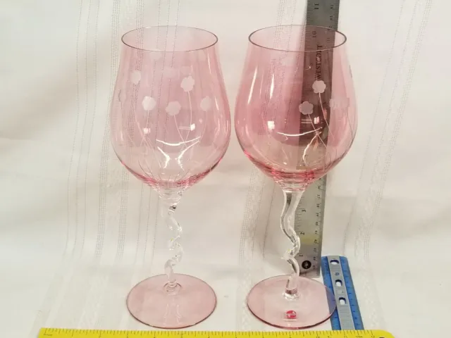 2 ROMANIA STIMAS Wine Glass Etched