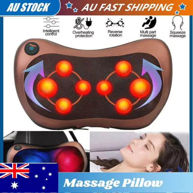 Shiatsu Shoulder Neck Back Massager Pillow With Heat Deep Kneading Car Cushion