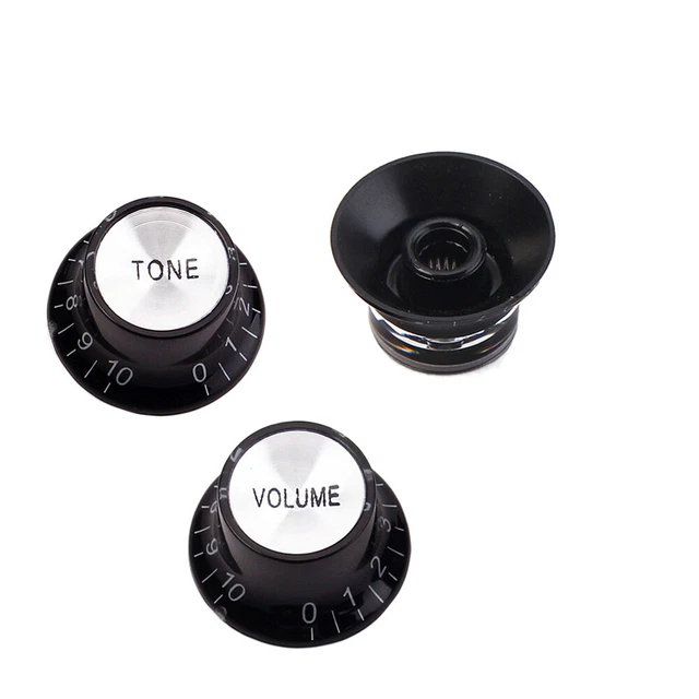 3 pz pulsanti di controllo per chitarra volume-regolatore suono tappo nero