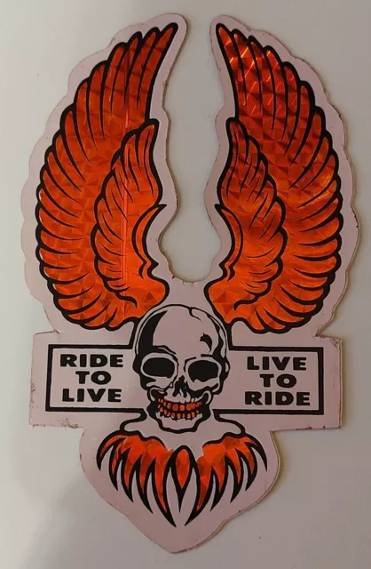 Vintage 70's/80's - Ride To Live, Live To Ride - Copper Biker Prism Sticker