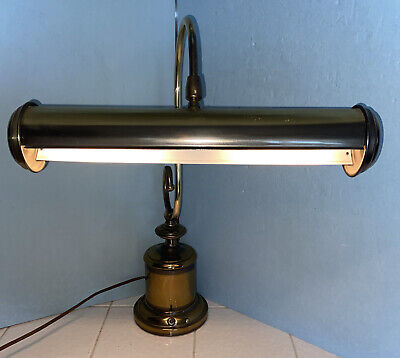 Vintage HEYCO Brass Goose Neck Desk/Piano Lamp w/Double Bulbs  - 18" Tall